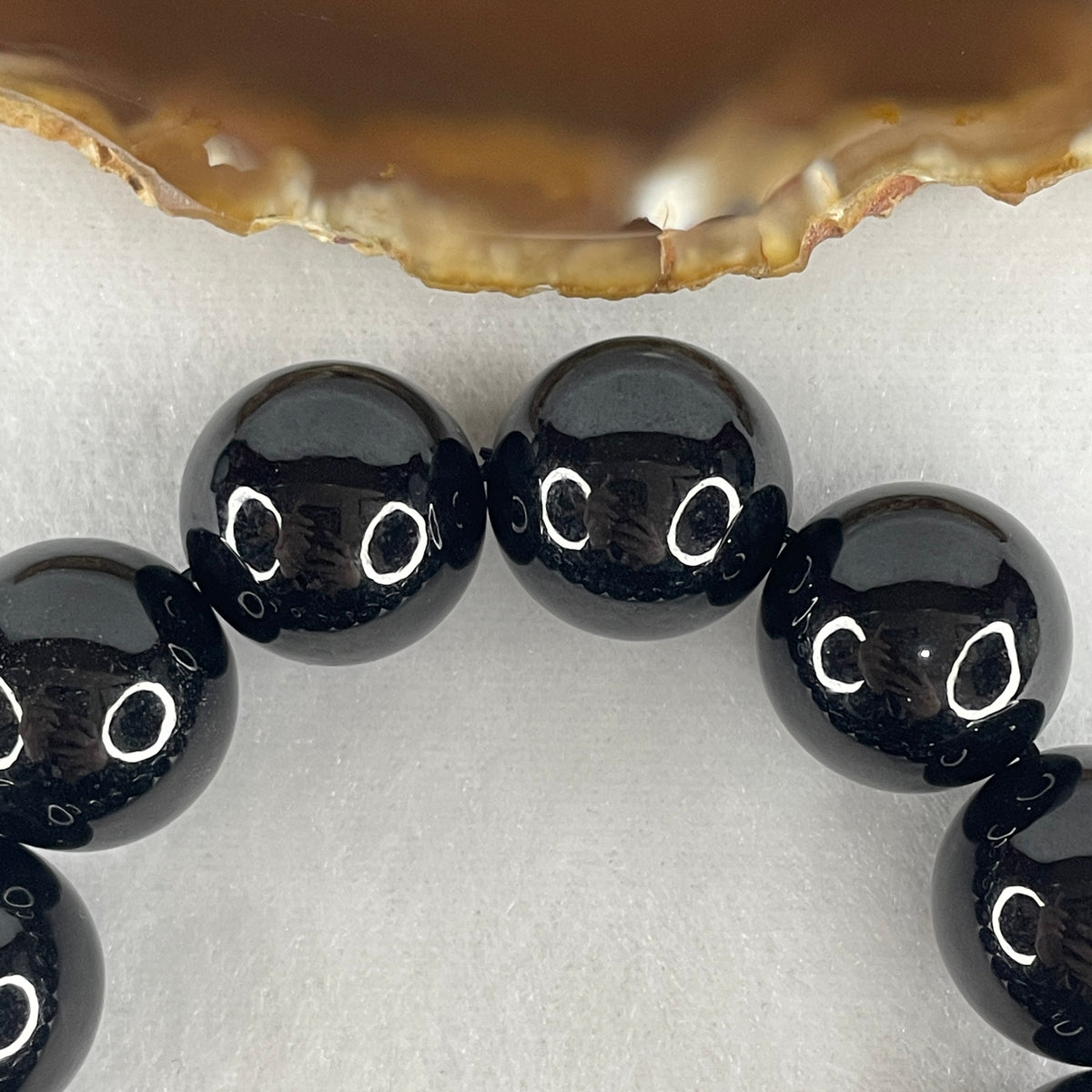 Certified Type A Opaque Black Omphacite Jadeite Statement Bracelet | Bold 18.0mm Natural Black Jade Protection & Power Talisman (123.03g | 16cm | 12 Beads)