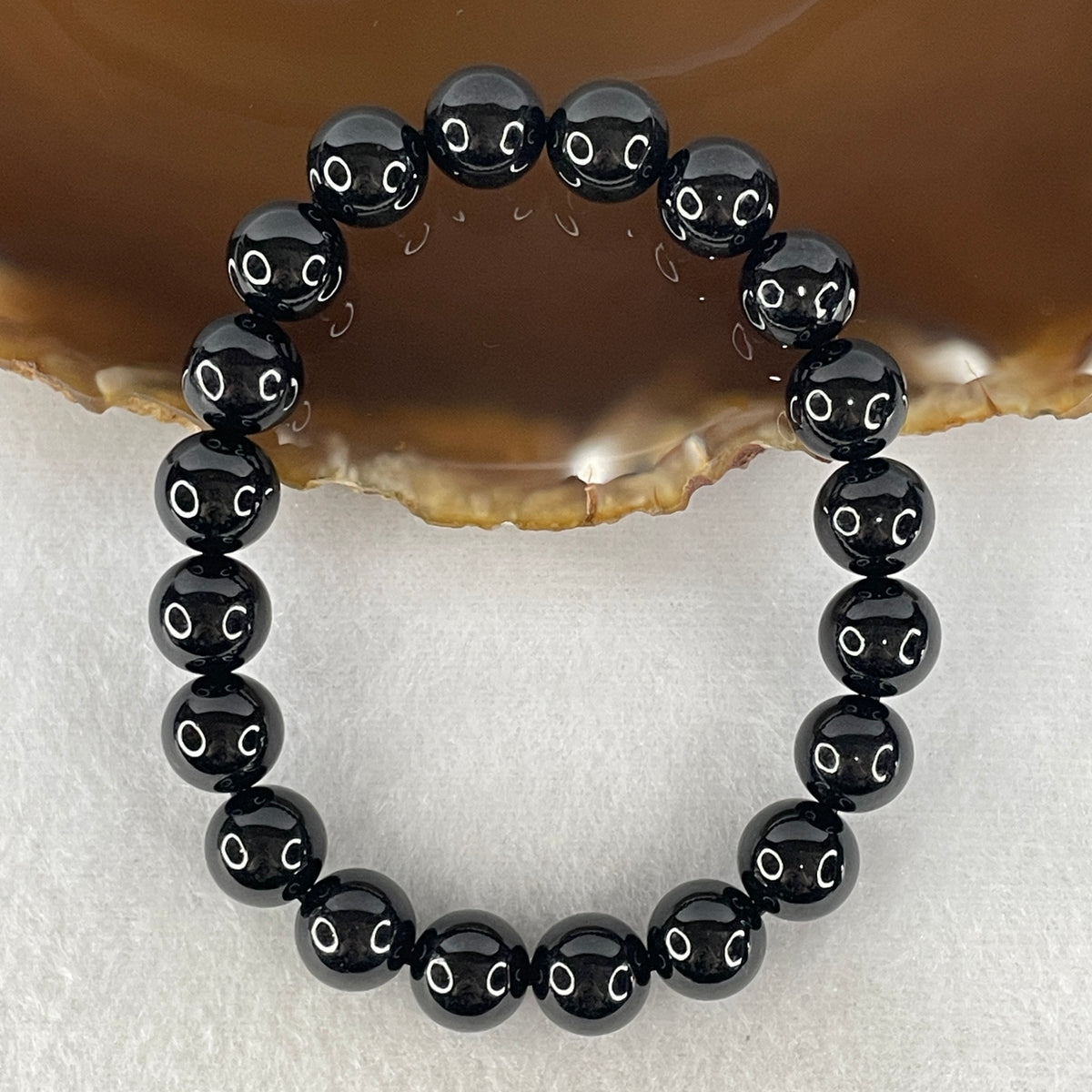 Certified Type A Black Omphacite Jadeite Bead Bracelet | (38.92g | 17cm Wrist | 10.3mm | 20 Beads | Synergy, Negative Energy Shield, Wealth Lock & Executive Power)