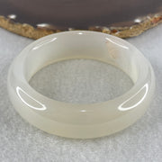 Natural White Agate Bangle | (64.79g | 54.8mm ID | 17.5 x 9.4mm | Close to Perfect | Auric Purification & Sovereign Serenity Anchor, Feng Shui Peace & Executive Wide Statement Bangle) - Huangs Jadeite and Jewelry Pte Ltd
