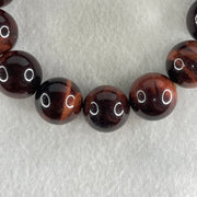 Natural Red Tiger's Eye Quartz Beads Bracelet 78.81g 17cm 16.0mm 14 Beads - Huangs Jadeite and Jewelry Pte Ltd
