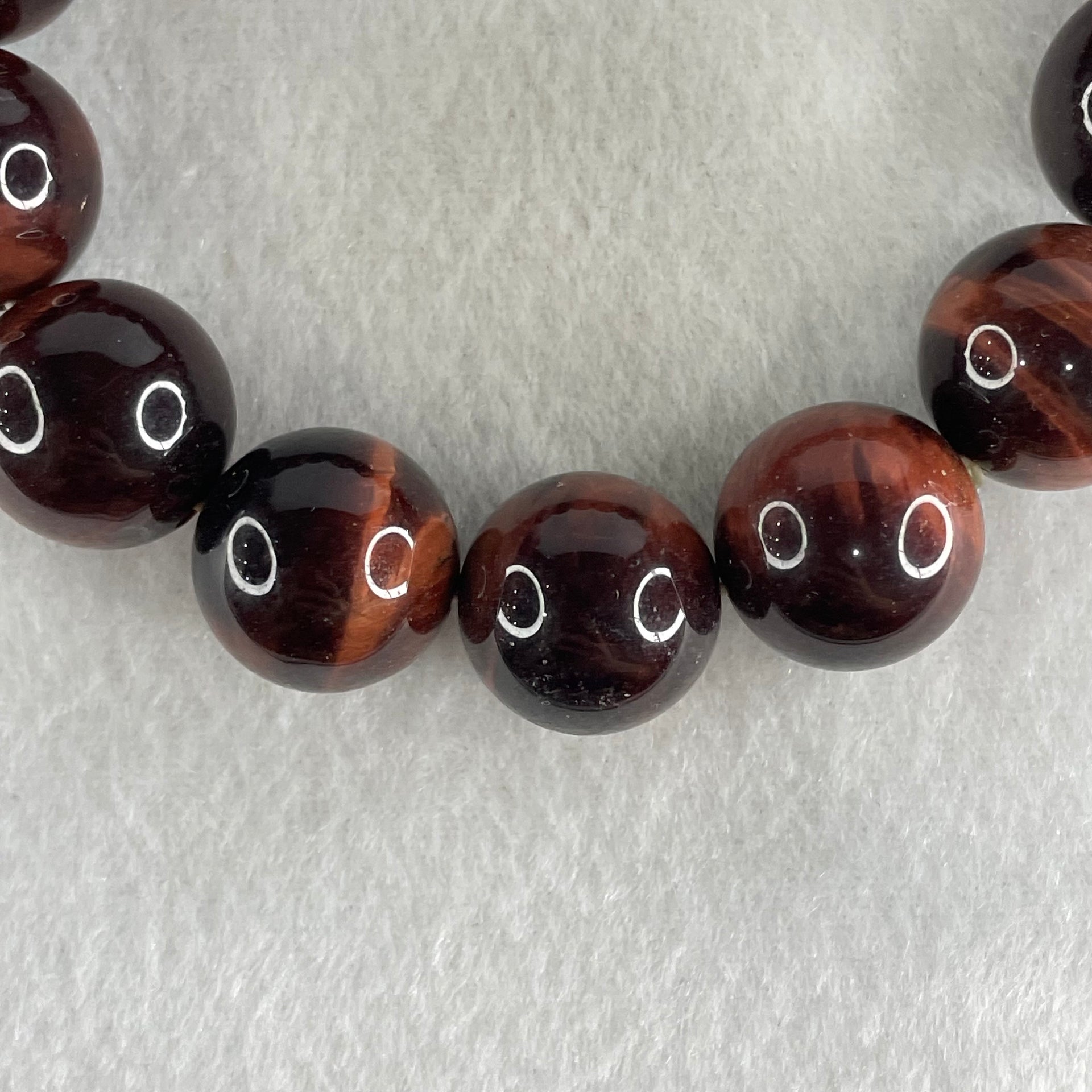 Natural Red Tiger's Eye Quartz Beads Bracelet 78.81g 17cm 16.0mm 14 Beads - Huangs Jadeite and Jewelry Pte Ltd