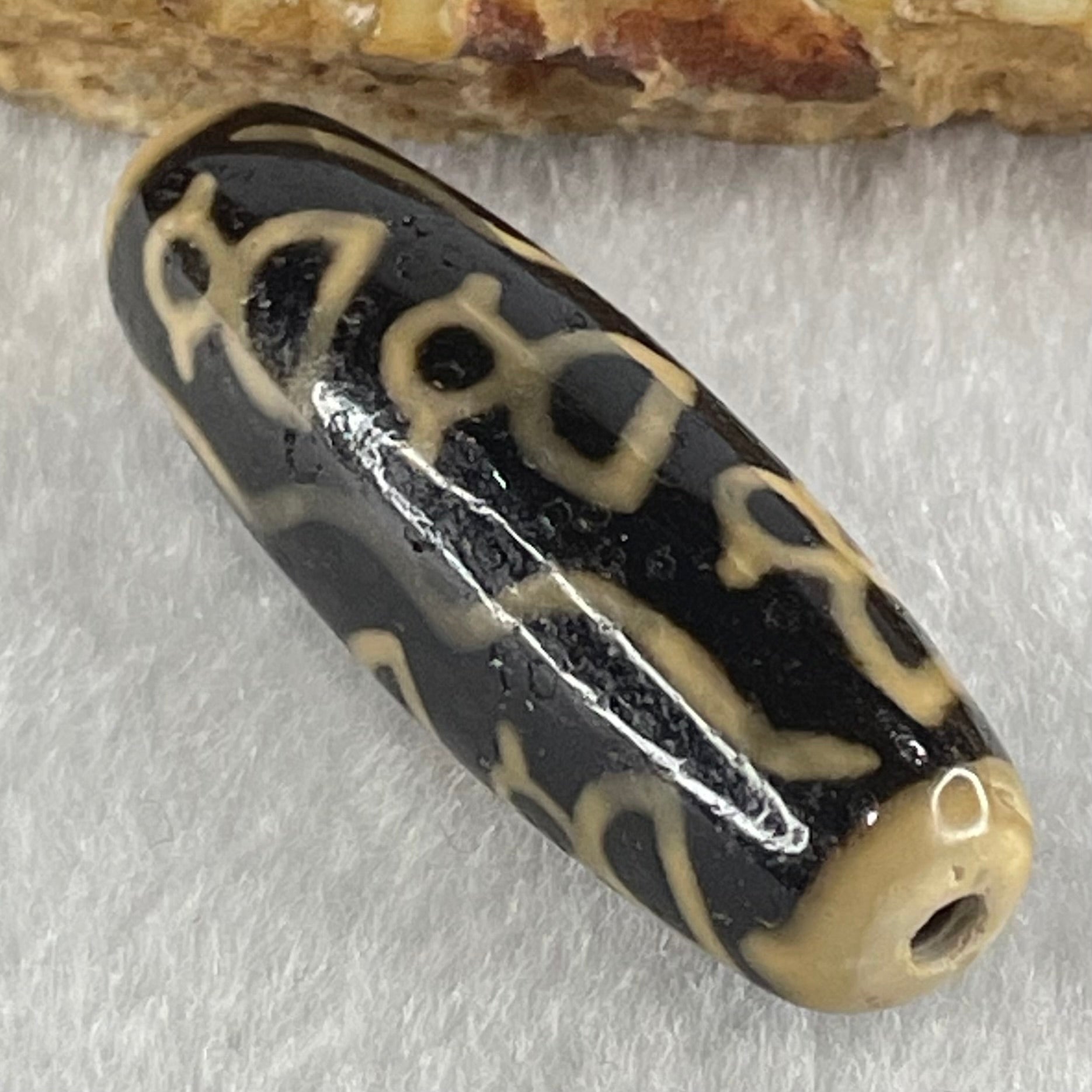 Natural Powerful Tibetan Old Oily Agate 9 Cai Shen Dzi Bead Heavenly Master (Tian Zhu) 九财神天珠 9.00g 38.2 by 13.0mm - Huangs Jadeite and Jewelry Pte Ltd
