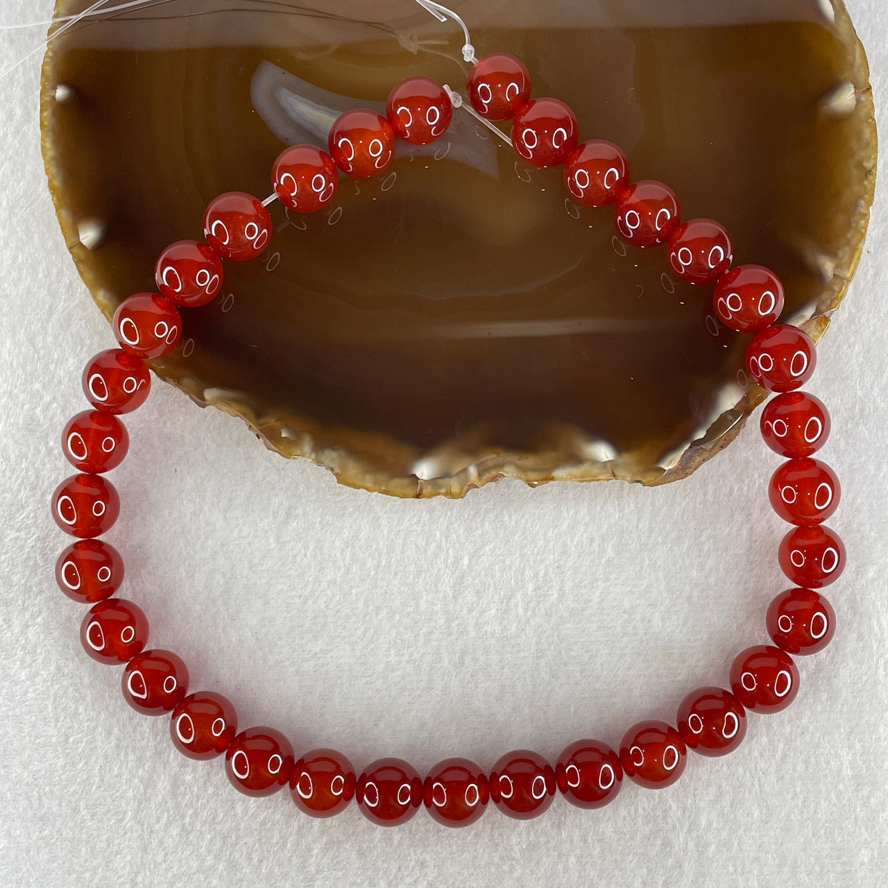 Certified Natural Red Agate Chalcedony Beads Loose Beads for Bracelet 80.11g 39cm 12.4mm 33 Beads