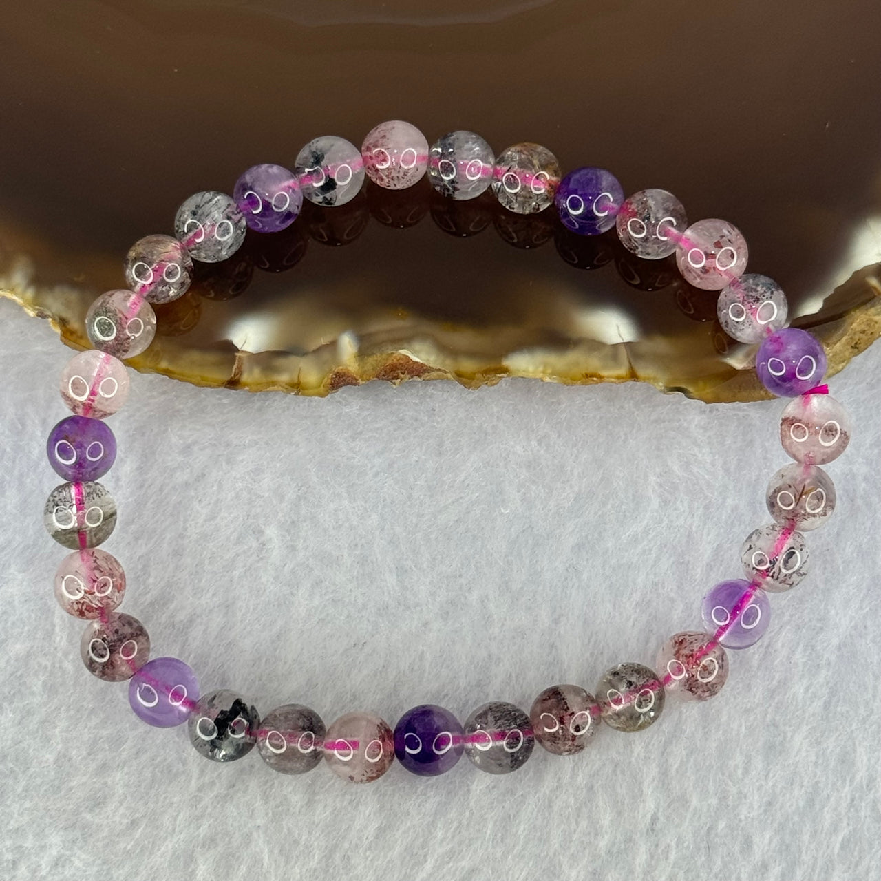 Natural Super 7 Beads Bracelet 10.48g 16.5cm 6.5mm 31 Beads - Huangs Jadeite and Jewelry Pte Ltd