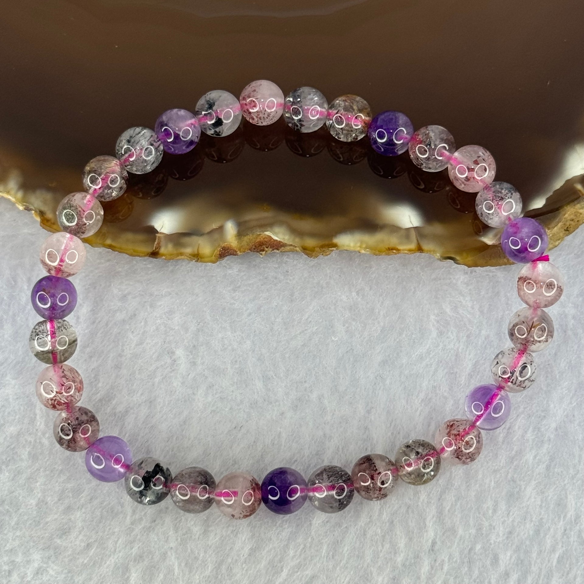Natural Super 7 Beads Bracelet 10.48g 16.5cm 6.5mm 31 Beads - Huangs Jadeite and Jewelry Pte Ltd