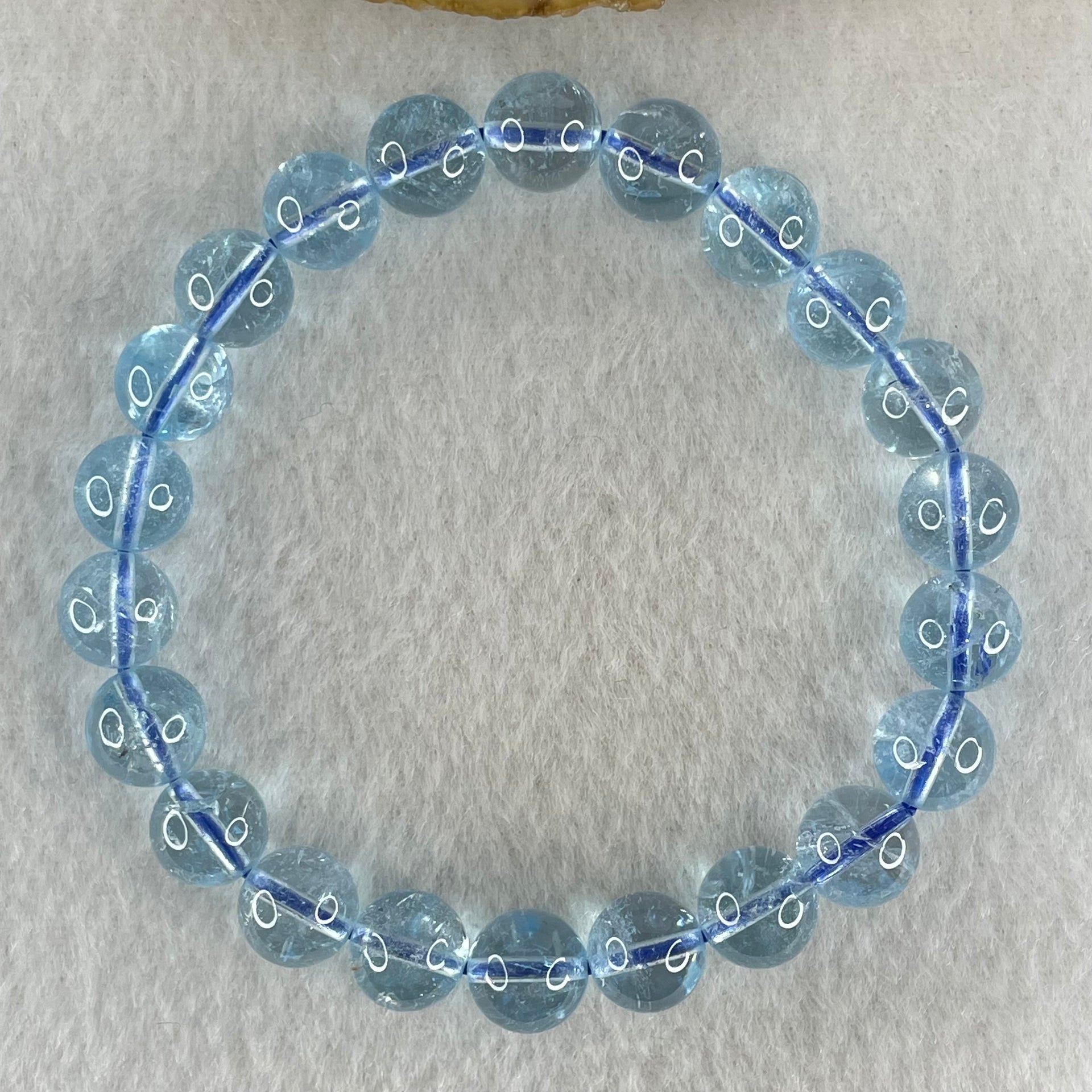 Above Average Natural Blue Topaz Beads Bracelet 26.15g 15.5cm 8.7mm 22 Beads - Huangs Jadeite and Jewelry Pte Ltd