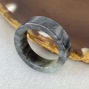 Type A Wuji Black Grey Jadeite Ring 3.70g 6.4 by 3.0mm US6.8 HK15 - Huangs Jadeite and Jewelry Pte Ltd