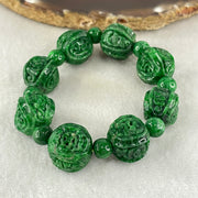 Antique Natural Type A Old mine Spicy Green Jadeite Dragon and Bat Bracelet 46.77g 14.8 by 13.9 by 15.6mm 12cm - Huangs Jadeite and Jewelry Pte Ltd