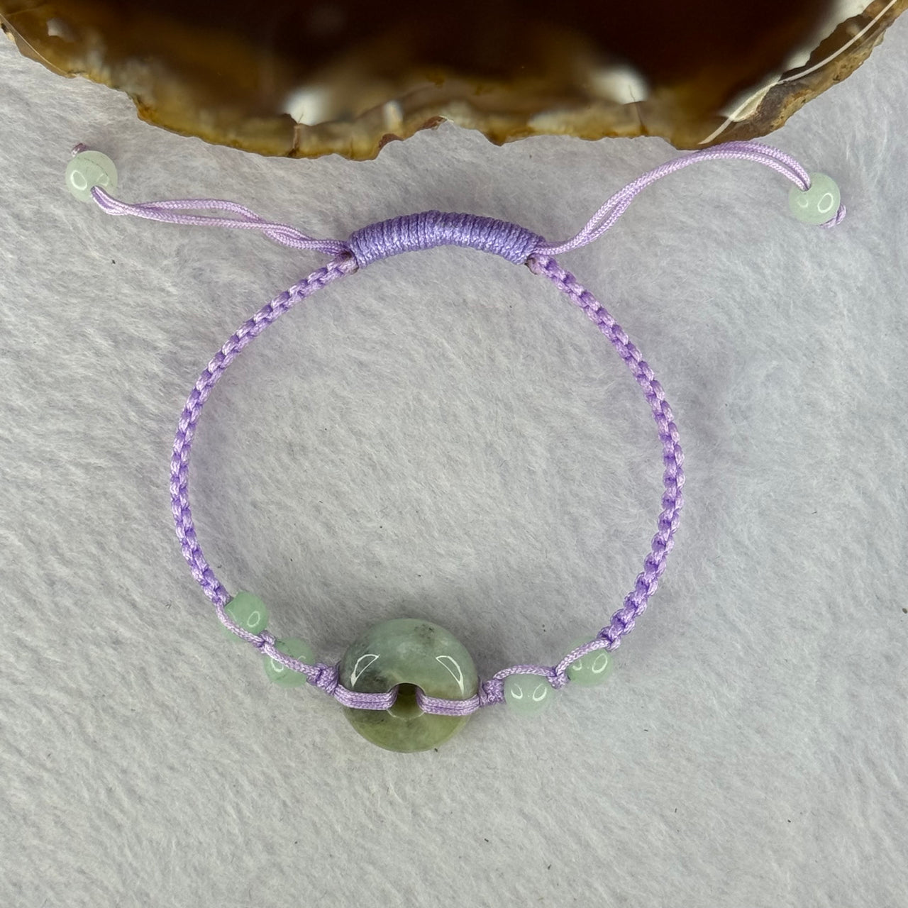 Type A Green with Yellow and Grey Wuji Jadeite Ping An Kou Donut Bracelet 5.64g 15.3 by 7.0mm - Huangs Jadeite and Jewelry Pte Ltd