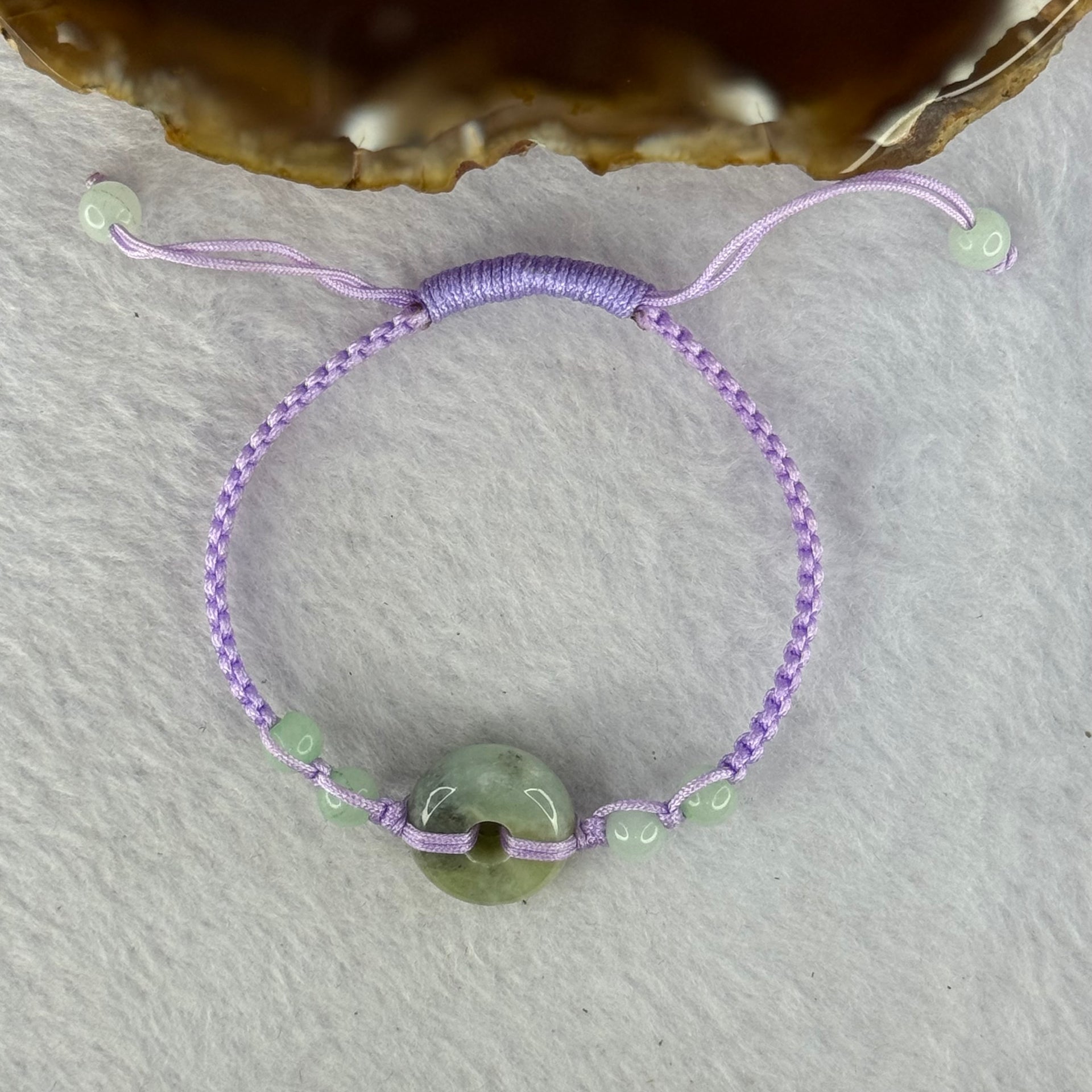 Type A Green with Yellow and Grey Wuji Jadeite Ping An Kou Donut Bracelet 5.64g 15.3 by 7.0mm - Huangs Jadeite and Jewelry Pte Ltd