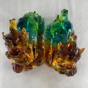 Liuli Pixiu with Treasures Pair Display 1,690.6g 155.0 by 80.0 by 160.0mm, 1,628.6g 151.0 by 87.0 by 158.0mm - Huangs Jadeite and Jewelry Pte Ltd