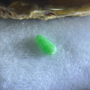 Type A Old Mine Full Green Jadeite Peapod Charm Stone For Setting 0.26g 10.6 by 4.8 by 2.2mm - Huangs Jadeite and Jewelry Pte Ltd