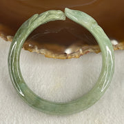 Type A Green with Dark Green Piao Hua Jadeite 9 Tail Fox Bangle Internal Diameter 55.6mm 41.22g 12.5 by 8.4mm (Internal Lines) - Huangs Jadeite and Jewelry Pte Ltd
