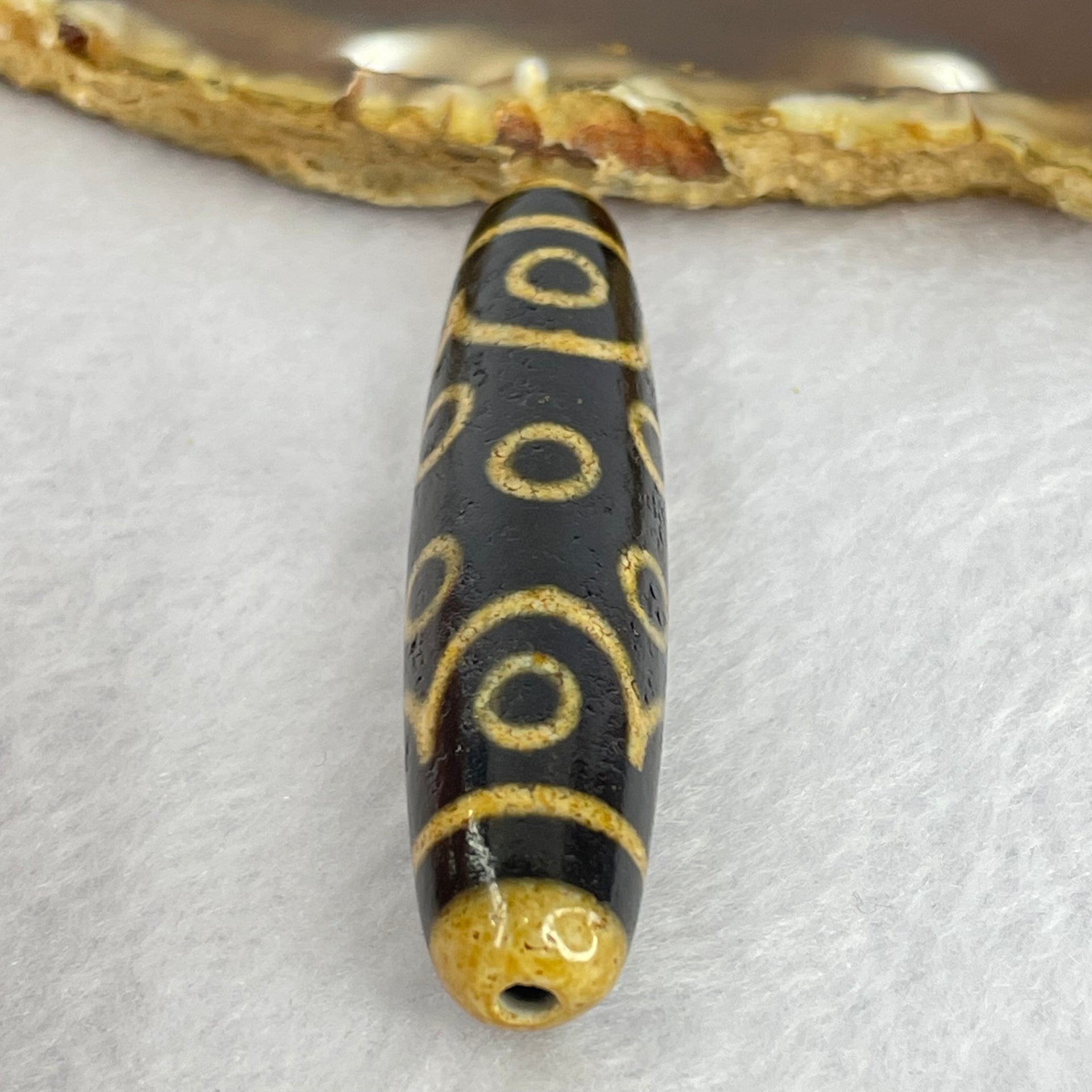 Natural Powerful Tibetan Old Oily Dark and Light Brown Agate 15 Eyes Dzi Bead Heavenly Master (Tian Zhu) 十五眼天诛 14.35g 58.1 by 13.1mm - Huangs Jadeite and Jewelry Pte Ltd