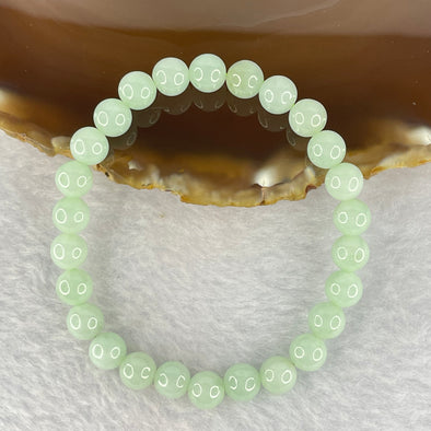 Type A Green Jadeite 26 7.5mm Beads Bracelet 17.82g - Huangs Jadeite and Jewelry Pte Ltd
