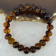 Natural Dark Brownish Yellow Flower Amber Beads Bracelet 天然顺琥珀手链 12.50g 17cm 10.7mm 23 Beads - Huangs Jadeite and Jewelry Pte Ltd
