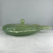 Natural Jelly Green Serpentine Carp Fish Pot Display 2,074.0g 310.0 by 183.0 by 98.0mm - Huangs Jadeite and Jewelry Pte Ltd