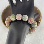 Certified Natural Alashan Agate Pastel Green Beads Bracelet 49.658g 17cm 13.3mm 16Beads - Huangs Jadeite and Jewelry Pte Ltd