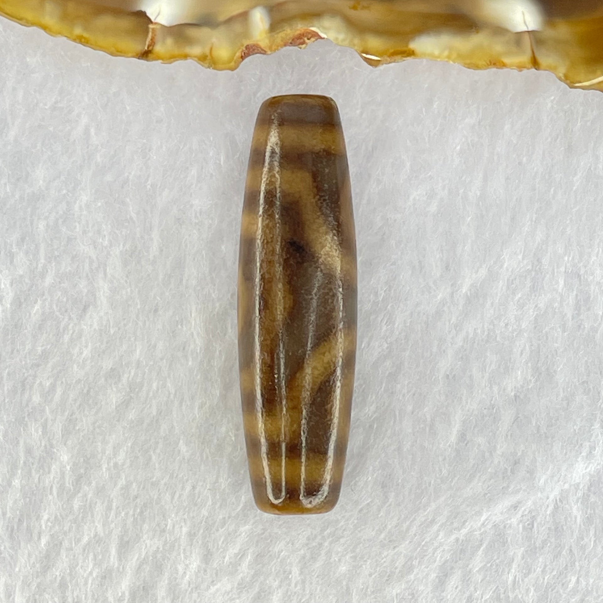 Natural Powerful Tibetan Old Oily Agate 3 Eyes Dzi Bead Heavenly Master (Tian Zhu) 三眼天诛 7.54g 39.5 by 11.4mm - Huangs Jadeite and Jewelry Pte Ltd