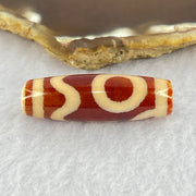 Natural Powerful Tibetan Old Oily Red Orange White Agate Sky Door Serenity 1 Eye Dzi Bead Heavenly Master (Tian Zhu) 一眼天诛 8.98g 38.1 by 12.1mm - Huangs Jadeite and Jewelry Pte Ltd