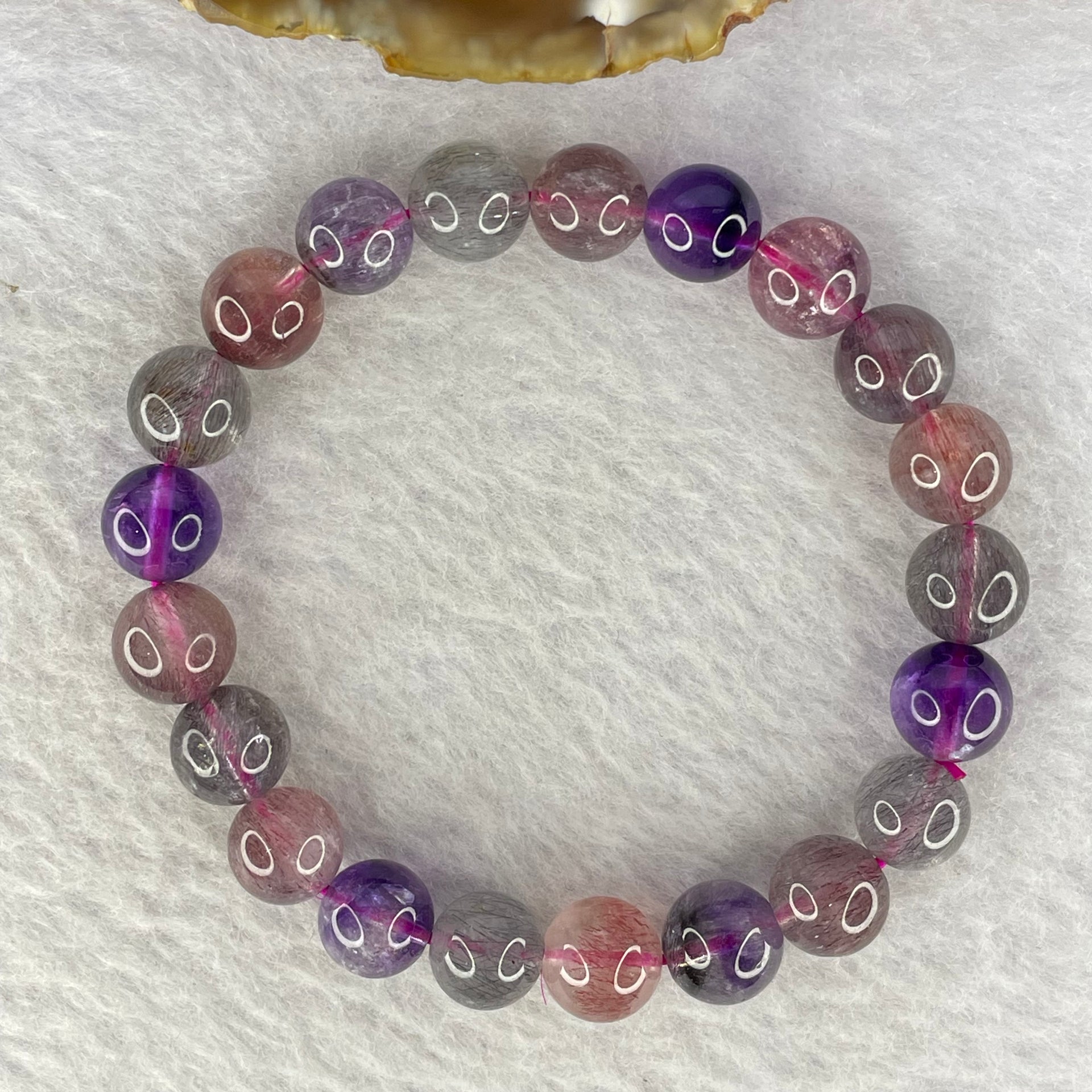 Natural Super 7 Crystal Bracelet 超七手链 22.49g 9.3mm 21 Beads - Huangs Jadeite and Jewelry Pte Ltd