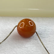 Type A Brownish Red Jadeite Bead with S925 Sliver Necklace 6.10g 13.7mm - Huangs Jadeite and Jewelry Pte Ltd