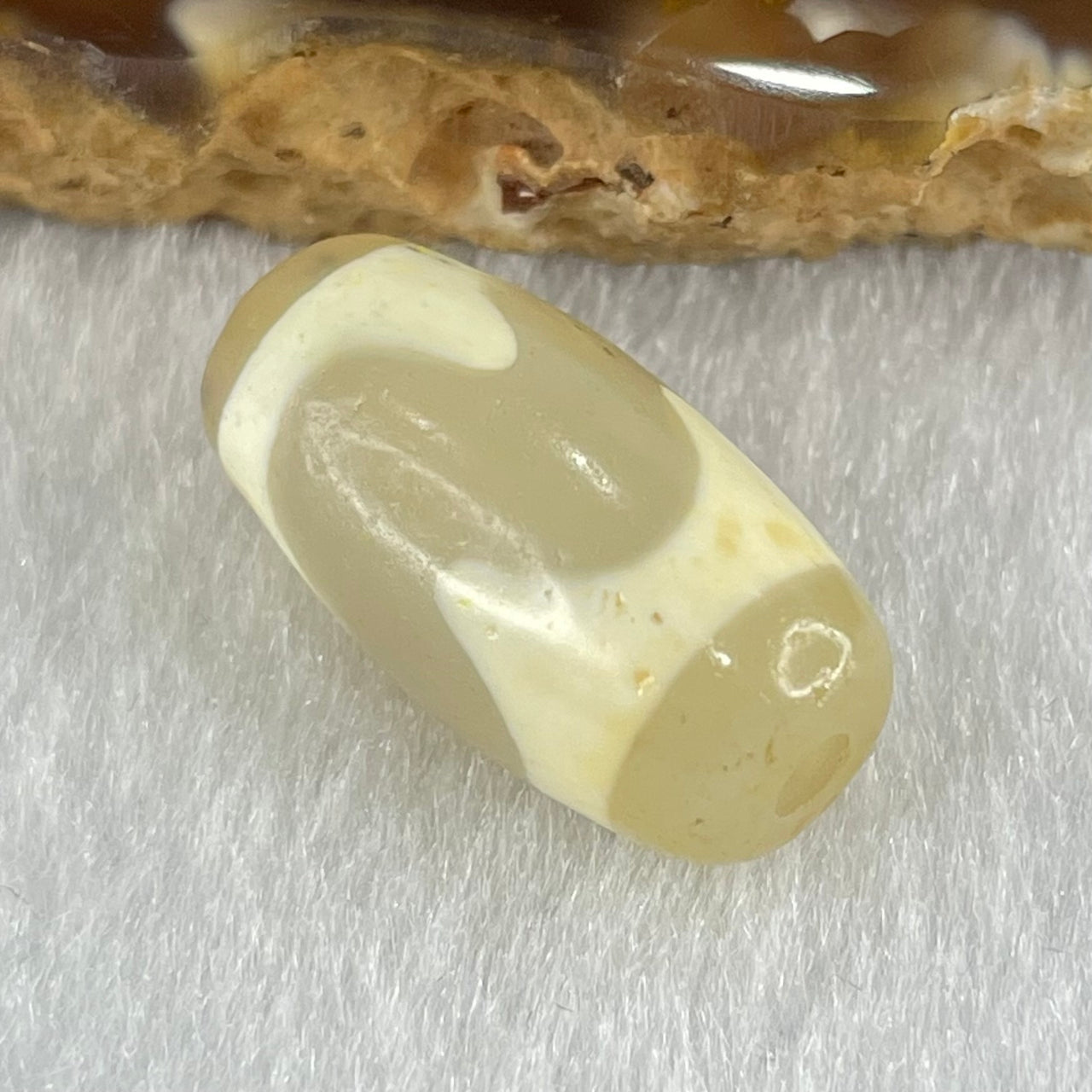 Natural Powerful Tibetan Old Oily Agate Tiger Tooth Daluo Dzi Bead Heavenly Master (Tian Zhu) 虎呀天诛 3.12g 19.8 by 10.4mm - Huangs Jadeite and Jewelry Pte Ltd