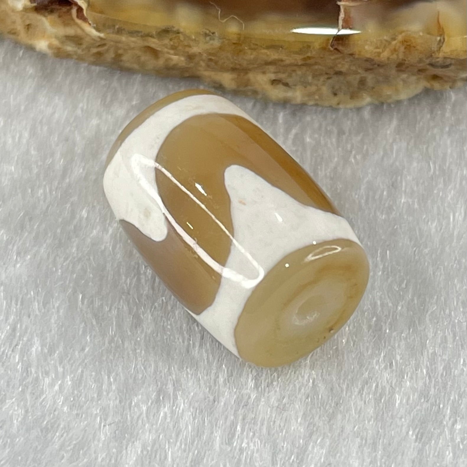 Natural Powerful Tibetan Old Oily Agate Tiger Tooth Daluo Dzi Bead Heavenly Master (Tian Zhu) 虎呀天诛 3.27g 15.7 by 10.8mm - Huangs Jadeite and Jewelry Pte Ltd