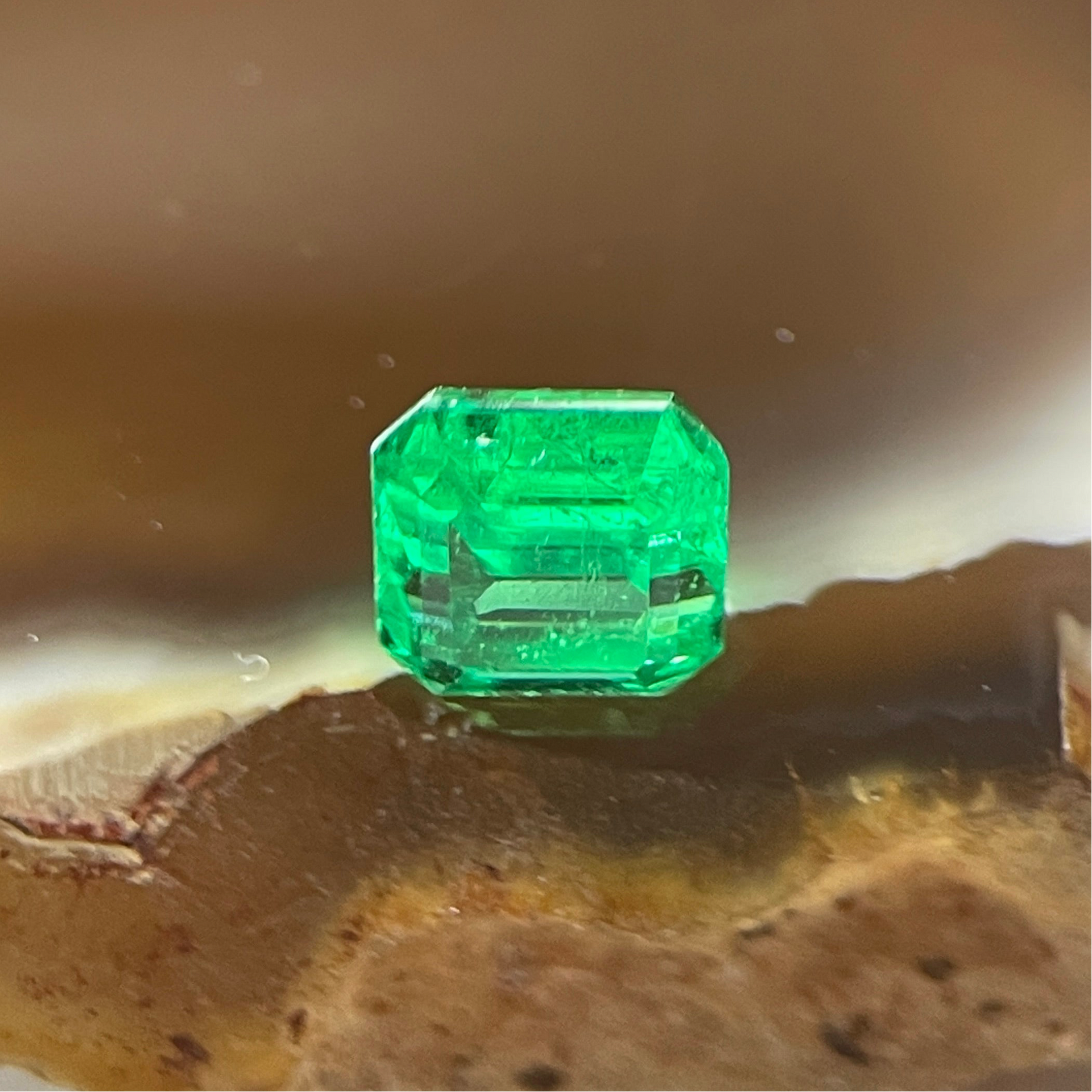 Natural Colombia Vivid Green Emerald (Beryl) Cut-Cornered Square Step cut 0.46ct 4.4 by 4.3 by 2.9mm - Huangs Jadeite and Jewelry Pte Ltd