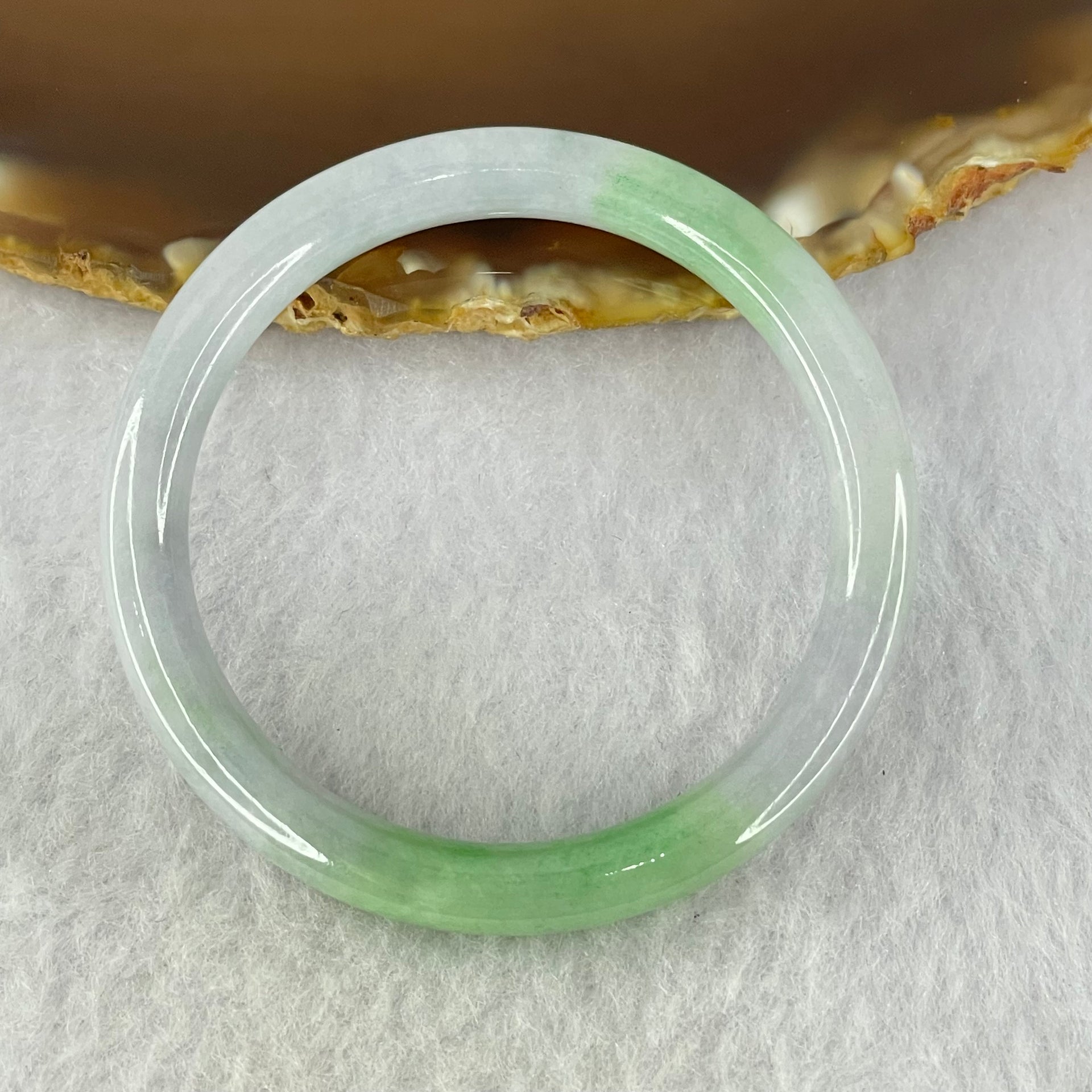 Type A Lavender and Green Jadeite Bangle Internal Diameter 43.0mm 15.29g 6.3 by 6.0mm (Very Very Fine Internal Line) - Huangs Jadeite and Jewelry Pte Ltd