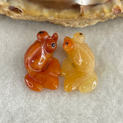Natural Type A Yellow and Red Jadeite Pair Gold Fish Charm each 0.97g 16.9 by 9.4 by 5.5mm and 1.21g 17.0 by 9.8 by 5.7mm - Huangs Jadeite and Jewelry Pte Ltd