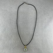 Type A Natural Faint Green Jadeite Ping An Kou Donut In String Necklace 2.68g 13.3 by 4.6mm - Huangs Jadeite and Jewelry Pte Ltd