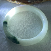 Certified Natural Type A Light Green & "Spicy Green" Spot Jadeite Bangle | (53.15g | 54.0mm Inner Diameter | 13.2mm x 8.2mm | Very Very Slight Internal Line | Synergy, Steady Wealth "Zheng Cai" Anchor & Feng Shui Prosperity Catalyst) - Huangs Jadeite and Jewelry Pte Ltd