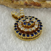 Natural Round Brilliant Blue Sapphire with Round Brilliant Cut Shape Diamonds in 18K Yellow Gold Tripple Rotating Pendant S1.5 with Melees D1.2 ct Total 11.7g 29.1 by 20.4 by 10.7mm - Huangs Jadeite and Jewelry Pte Ltd