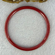 Natural Red Cinnabar Bangle with Inscription 15.30g Internal Diameter 60.7mm 5.3 by 5.5mm - Huangs Jadeite and Jewelry Pte Ltd