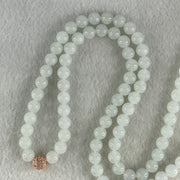 Type A White to Faint Blue Jadeite Beads Necklace 60.66g 66cm 7.0mm 98 Beads - Huangs Jadeite and Jewelry Pte Ltd