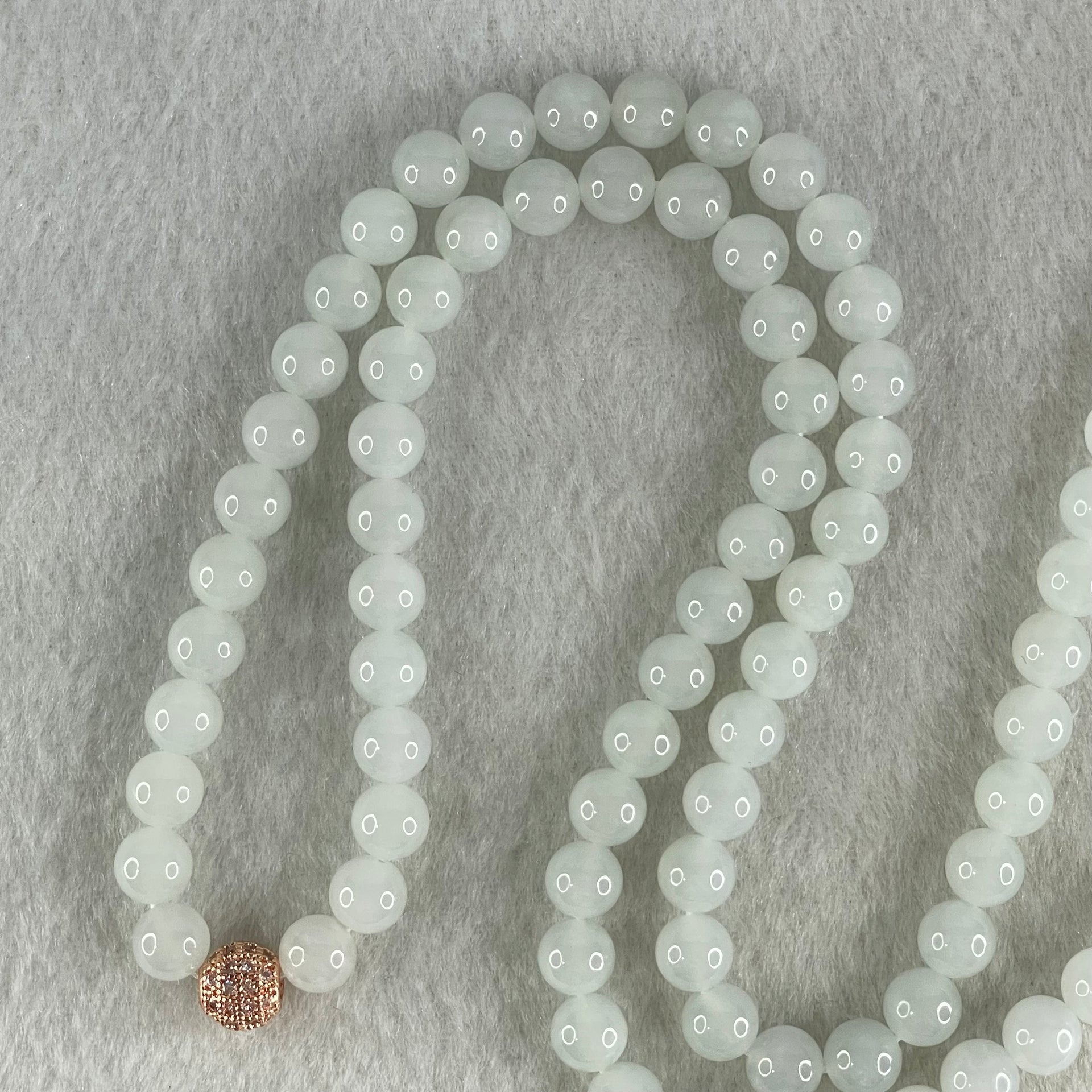 Type A White to Faint Blue Jadeite Beads Necklace 60.66g 66cm 7.0mm 98 Beads - Huangs Jadeite and Jewelry Pte Ltd