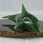 Natural Dark Green Serpentine Killer Whale Display 148.0g 143.5 by 55.0 by 48.5mm - Huangs Jadeite and Jewelry Pte Ltd