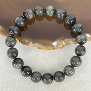 Good Grade Natural Grey Rabbit Hair Rutilated Quartz Beads Bracelet 31.20g 17cm 10.8mm 19 Beads - Huangs Jadeite and Jewelry Pte Ltd