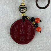 Natural Red Cinnabar Peace Charm with Tibetan Old Oily Agate Patina Guiren Tairen Human Dzi Bead Totem Amulet Heavenly Master (Tian Zhu) Charm 13.64g 29.4 by 4.8mm - Huangs Jadeite and Jewelry Pte Ltd
