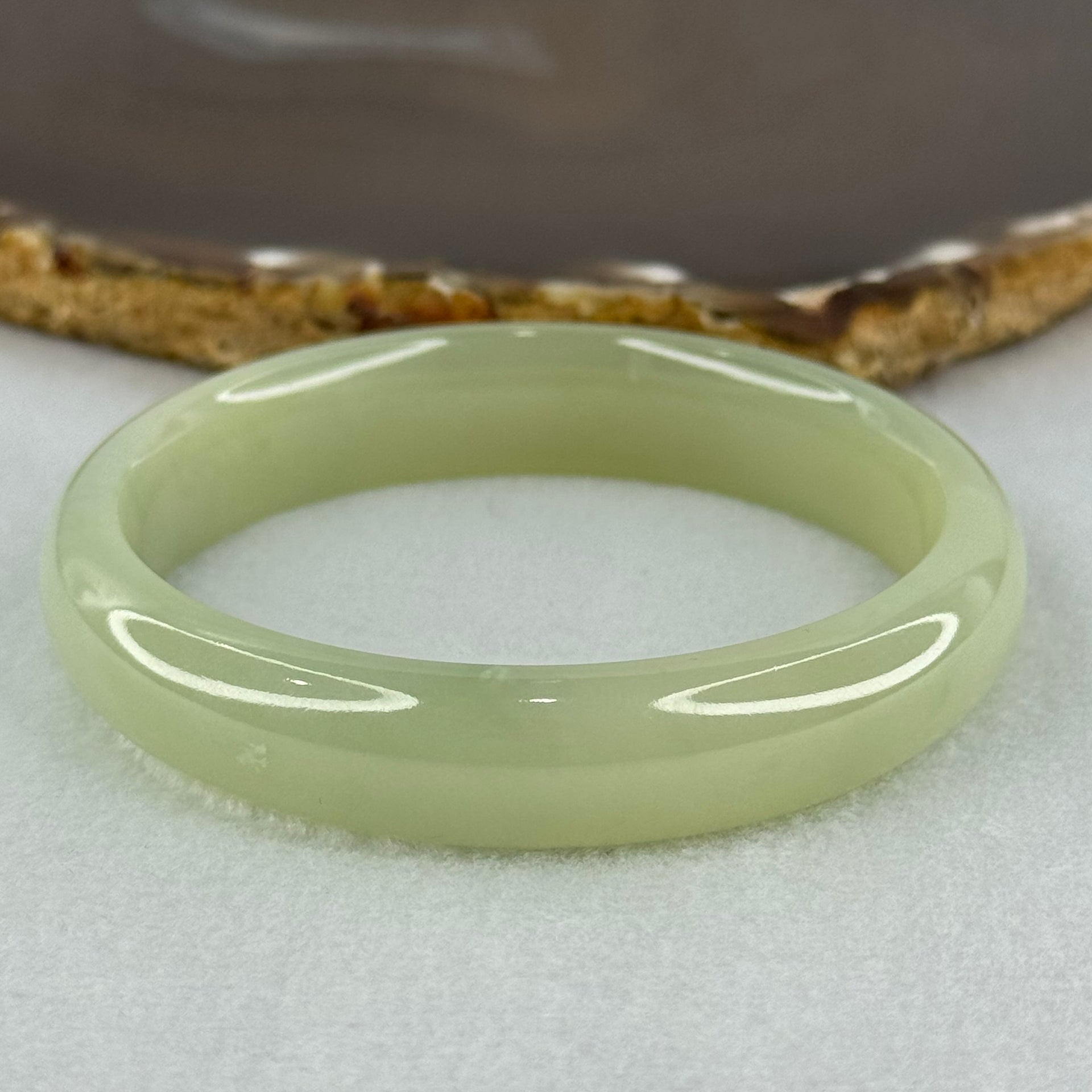 Type A Translucent Semi Icy Jelly Light Green Jadeite Bangle Internal Diameter 56.8mm 45.95g 12.6 by 7.0mm (Very Slight External Rough) - Huangs Jadeite and Jewelry Pte Ltd