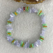 Natural Type A Lavender with Green Yellow Jadeite Irregular Bracelet 14.36g 14cm 8.2mm 94 Pcs - Huangs Jadeite and Jewelry Pte Ltd