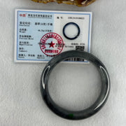 Type A Wuji Grey Black with Imperial Green Patch Jadeite Bangle Internal Diameter 57.0mm 66.25g 14.4 by 8.7mm (Internal Lines) - Huangs Jadeite and Jewelry Pte Ltd