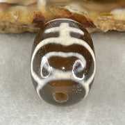 Natural Powerful Tibetan Old Oily Agate Double Nectar Vessel Dzi Bead Heavenly Master (Tian Zhu) 花蜜容器眼天珠 5.57g 17.6 by 12.8mm - Huangs Jadeite and Jewelry Pte Ltd