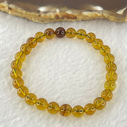 Natural Purple Honey Amber Beads Bracelet 天然紫蜜琥珀手链 3.41g 14cm 6.3mm 27 Beads - Huangs Jadeite and Jewelry Pte Ltd