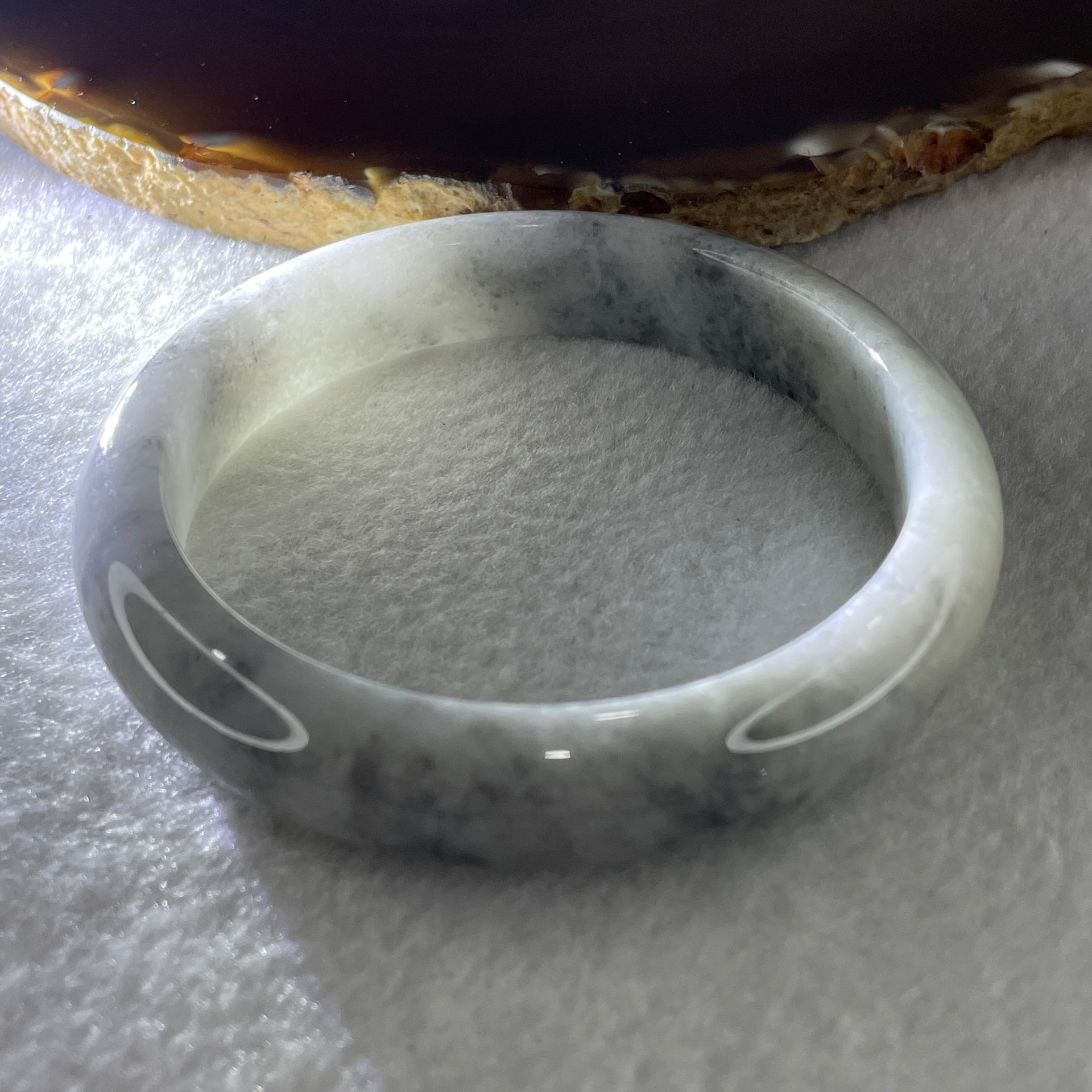 Type A Grey Wuji Jade Jadeite Bangle 55.32g inner Dia 59.6mm 12.8 by 7.9mm (Slight External Rough) - Huangs Jadeite and Jewelry Pte Ltd