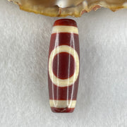 Natural Powerful Tibetan Old Oily Red White Agate One Eye Earth Element Dzi Bead Heavenly Master (Tian Zhu) 一眼土元素天珠 9.05g 36.4 by 12.8mm - Huangs Jadeite and Jewelry Pte Ltd