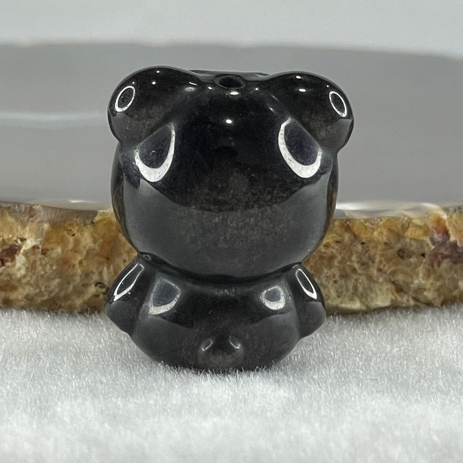Black Obsidian Labubu Charm Display 15.67g 29.4 by 22.2 by 19.6mm - Huangs Jadeite and Jewelry Pte Ltd