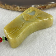 Natural Type A Yellow Jadeite Shan Shui Scenic with Gui Ren Benefactor 99.67g 66.1 by 39.8 by 17.2mm (Burned) - Huangs Jadeite and Jewelry Pte Ltd