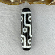 Natural Powerful Tibetan Old Oily Agate 9 Eyes Dzi Bead Heavenly Master (Tian Zhu) 九眼天诛 13.45g 48.4 by 12.7mm - Huangs Jadeite and Jewelry Pte Ltd